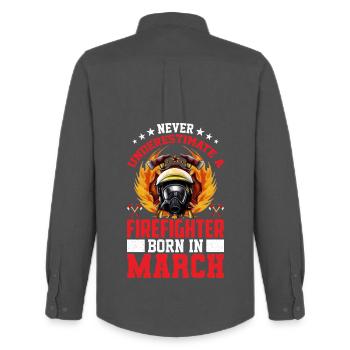 Fire Brigade Birthday March - Men's Oxford Shirt by Stanley/Stella - anthracite - Back - AI Model Male 185 dark (185cm)