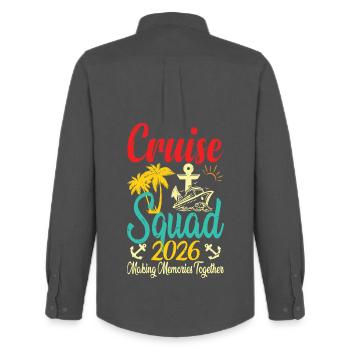 Cruise Squad 2026 Summer Vacation Matching Family  - Männer Oxford Hemd von Stanley/Stella - Anthrazit - Hinten - AI Model Male 185 dark (185cm)