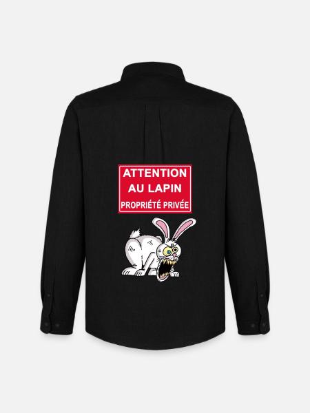Attention au lapin blanc - Chemise Oxford homme Stanley/Stella - noir