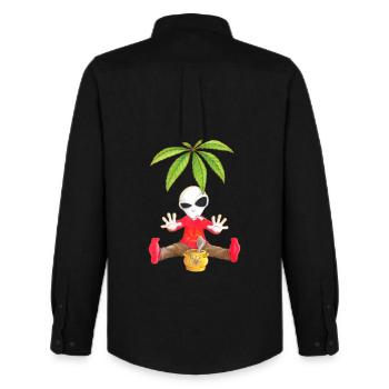 Hemp alien - Men's Oxford Shirt by Stanley/Stella - black - Back - AI Model Male 185 dark (185cm)