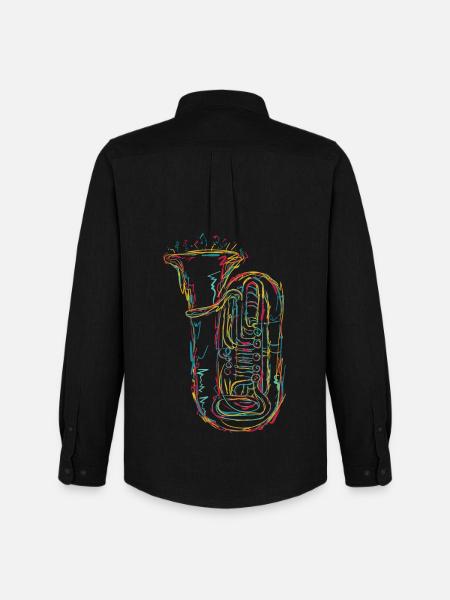 Tuba Sketch - Men's Oxford Shirt by Stanley/Stella - black