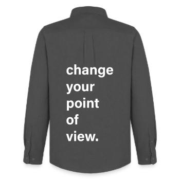 change your point of view - Männer Oxford Hemd von Stanley/Stella - Anthrazit - Hinten - AI Model Male 185 dark (185cm)