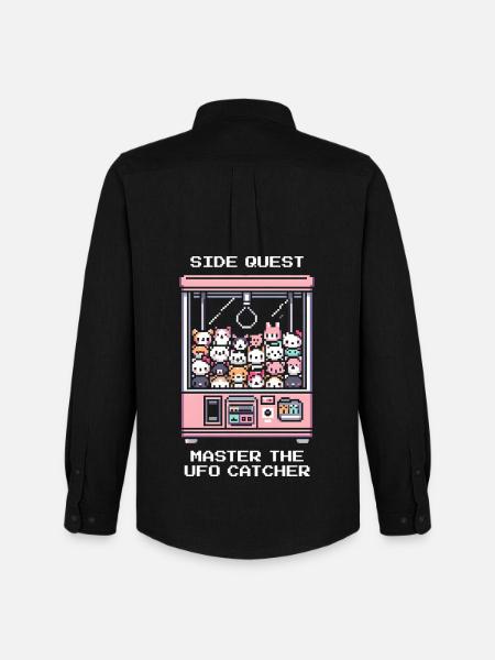 Nebenquest: UFO-Catcher meistern | Arcade Japan - Männer Oxford Hemd von Stanley/Stella - Schwarz
