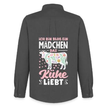Ich Bin Bloß Ein Mädchen Das Kühe Liebt Kuh - Männer Oxford Hemd von Stanley/Stella - Anthrazit - Hinten - AI Model Male 185 dark (185cm)