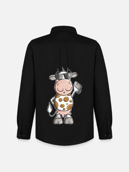 Cool cow with sunglasses - Men's Oxford Shirt by Stanley/Stella - black