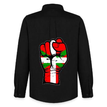 Poing de drapeau basque utilisé - Chemise Oxford homme Stanley/Stella - noir - Dos - AI Model Male 185 dark (185cm)