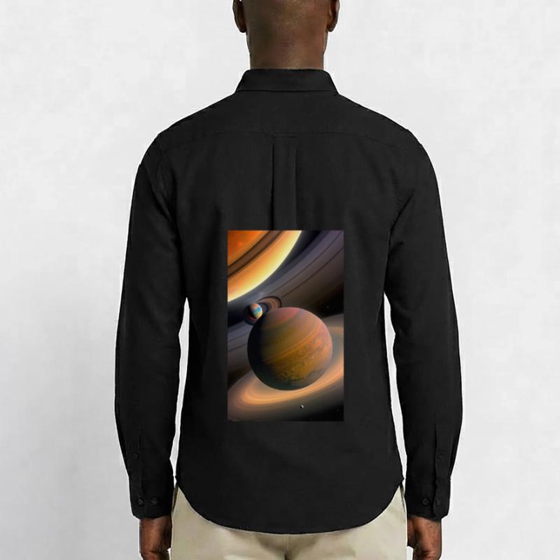 Celestial Ringed Planets Artwork Men's Oxford Shirt by Stanley/Stella