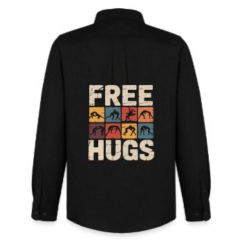 Ringer Umarmung – Free Hugs Wrestling Spruch Retro - Männer Oxford Hemd von Stanley/Stella - Schwarz - Hinten - AI Model Male 185 dark (185cm)