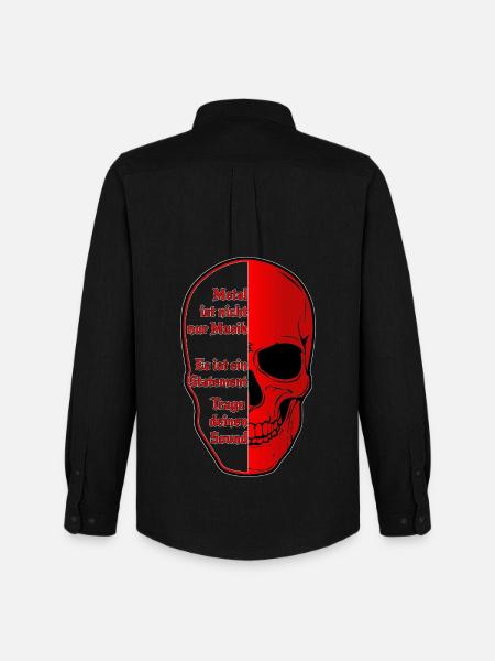 Halbskull Metal-Statement Rot Schwarz - Männer Oxford Hemd von Stanley/Stella - Schwarz