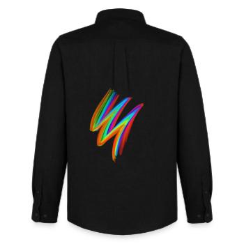 Neon Rainbow Brushstroke – Festival Streetwear - Männer Oxford Hemd von Stanley/Stella - Schwarz - Hinten - AI Model Male 185 dark (185cm)