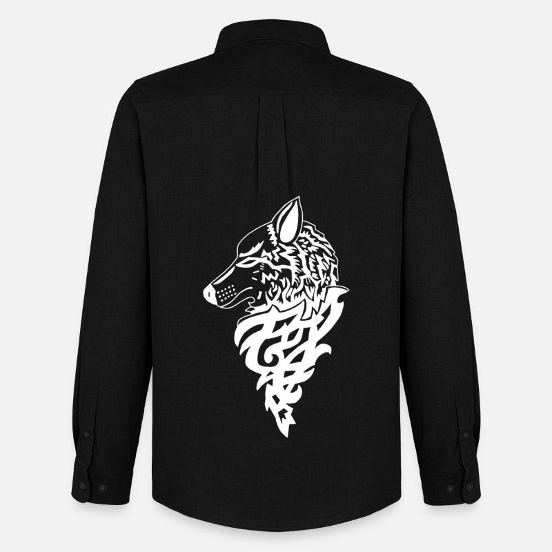 Weißer Wolf, Waldgenie - Männer Oxford Hemd von Stanley/Stella - Schwarz