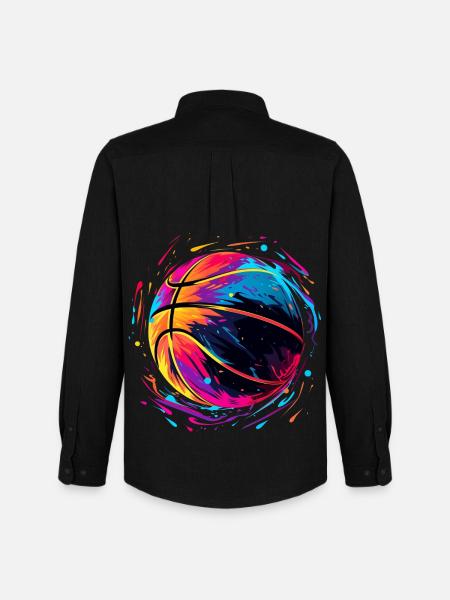 Retro Basketball Vaporwave - Men's Oxford Shirt by Stanley/Stella - black