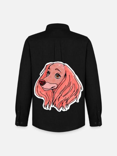Pink dog with floppy ears - Men's Oxford Shirt by Stanley/Stella - black