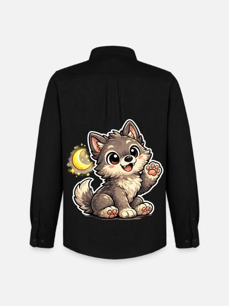 Mondnacht Wolfchen Cuddly Paw - Men's Oxford Shirt by Stanley/Stella - black