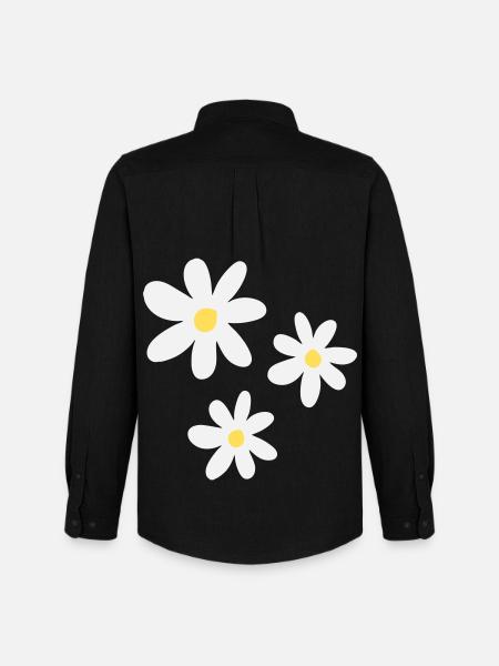 White flowers in timeless elegance - Men's Oxford Shirt by Stanley/Stella - black