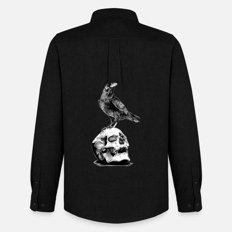 Skull mit Krähe - Männer Oxford Hemd von Stanley/Stella - Schwarz