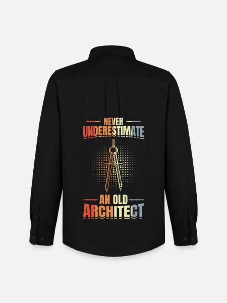 Never underestimate an old architect - Men's Oxford Shirt by Stanley/Stella - black