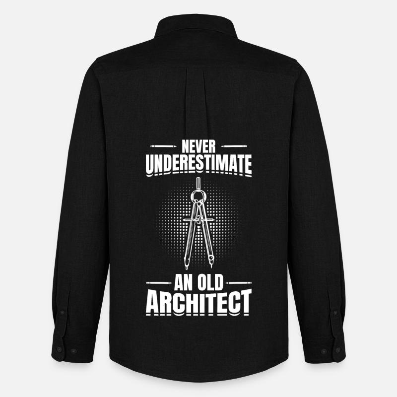 Never Underestimate An Old Architect - Männer Oxford Hemd von Stanley/Stella - Schwarz