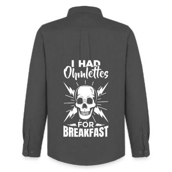 Blague d’électricien - Chemise Oxford homme Stanley/Stella - charbon - Dos - AI Model Male 185 dark (185cm)