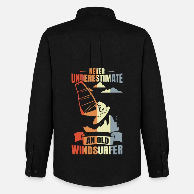 Windsurfer Großvater - Männer Oxford Hemd von Stanley/Stella - Schwarz