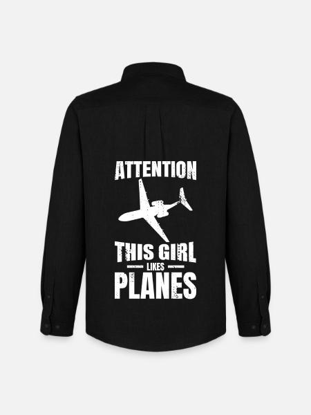 This girl likes airplanes - Men's Oxford Shirt by Stanley/Stella - black