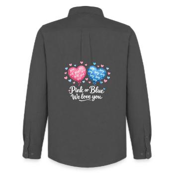 Rose ou bleu design de révélation du sexe du bébé We Love You - Chemise Oxford homme Stanley/Stella - charbon - Dos - AI Model Male 185 dark (185cm)