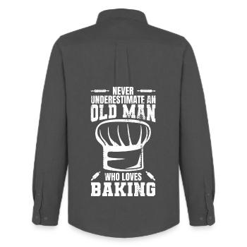 Baker Grandfather - Men's Oxford Shirt by Stanley/Stella - anthracite - Back - AI Model Male 185 dark (185cm)