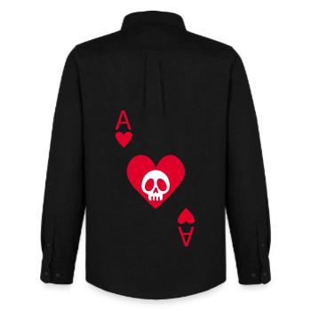Totenkopf und Herz-Ass - Männer Oxford Hemd von Stanley/Stella - Schwarz - Hinten - AI Model Male 185 dark (185cm)