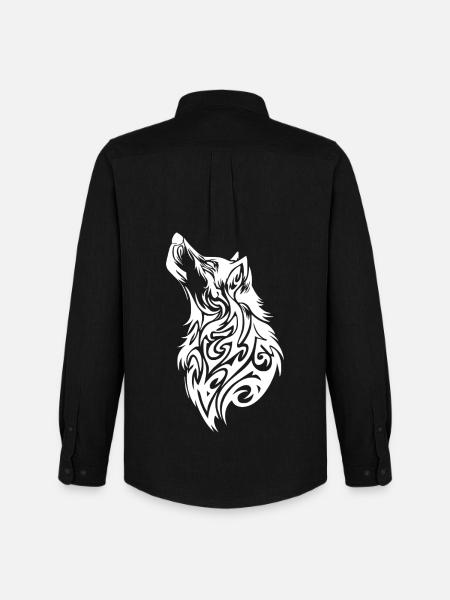 Tribal Wolf Tattoo - Men's Oxford Shirt by Stanley/Stella - black
