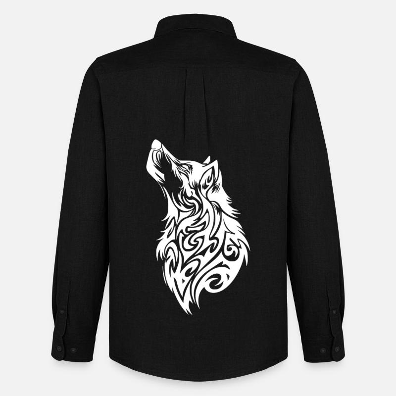 Tribal Wolf Tattoo - Männer Oxford Hemd von Stanley/Stella - Schwarz