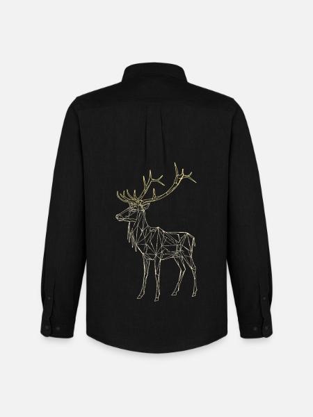 Polygon Deer - Geometric Winter - Men's Oxford Shirt by Stanley/Stella - black
