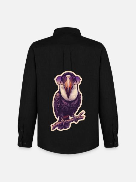 Crazy Toucan with Sunglasses - Men's Oxford Shirt by Stanley/Stella - black