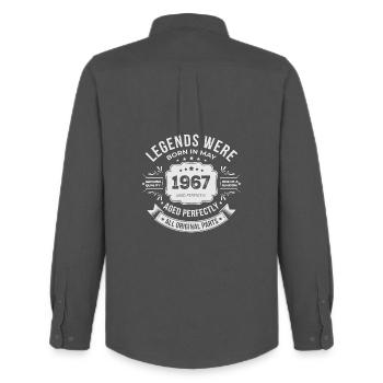 Mai 1967 cadeau 59 Anniversaire Mai 1967 - Chemise Oxford homme Stanley/Stella - charbon - Dos - AI Model Male 185 dark (185cm)
