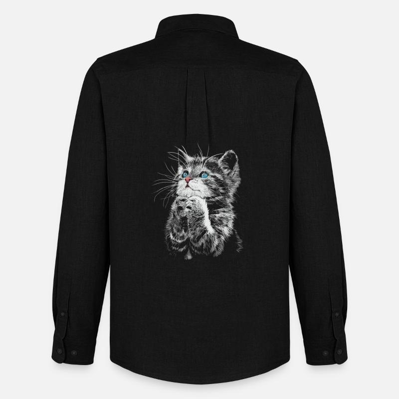 Katze - Männer Oxford Hemd von Stanley/Stella - Schwarz