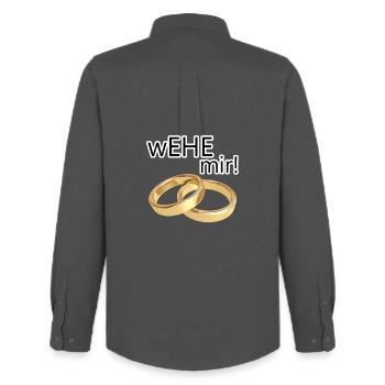 wEHE mir! Ehe Heirat Hochzeit JGA Geschenk Spruch - Männer Oxford Hemd von Stanley/Stella - Anthrazit - Hinten - AI Model Male 185 dark (185cm)