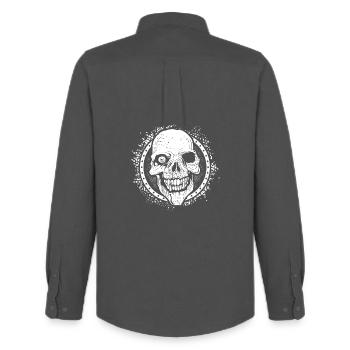Halloween grimace, crâne halloween, effrayant - Chemise Oxford homme Stanley/Stella - charbon - Dos - AI Model Male 185 dark (185cm)