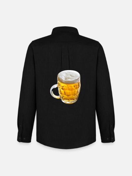 Goldenes Bierglas Motiv - Männer Oxford Hemd von Stanley/Stella - Schwarz