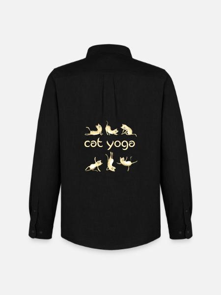 yoga cats kitkat kitty yogi fun meditation gym l - Men's Oxford Shirt by Stanley/Stella - black