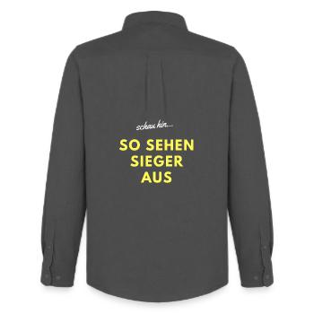 so sehen sieger aus - Männer Oxford Hemd von Stanley/Stella - Anthrazit - Hinten - AI Model Male 185 dark (185cm)