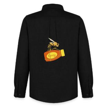 Honey bee on honey bottle for beekeeper - Men's Oxford Shirt by Stanley/Stella - black - Back - AI Model Male 185 dark (185cm)