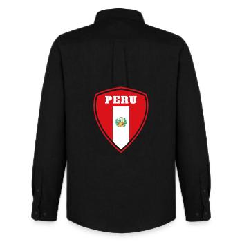 Peru Coat of Arms / Gift South America Flag Lima - Men's Oxford Shirt by Stanley/Stella - black - Back - AI Model Male 185 dark (185cm)