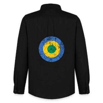 Cocarde d'aviation vintage du Gabon Afrique - Chemise Oxford homme Stanley/Stella - noir - Dos - AI Model Male 185 dark (185cm)