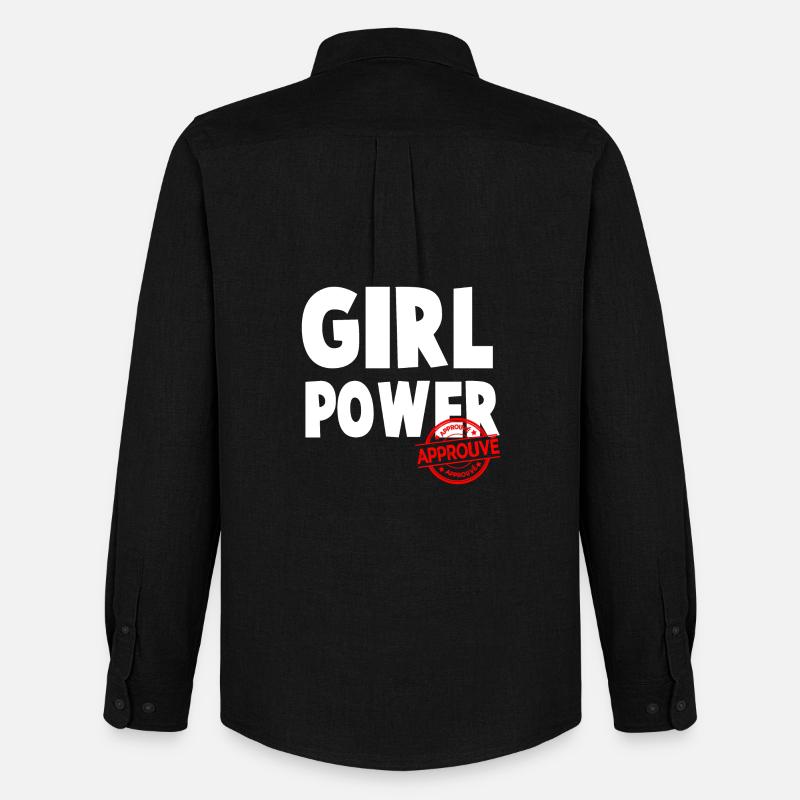 Girl Power Bold Script Design - Men's Oxford Shirt by Stanley/Stella - black