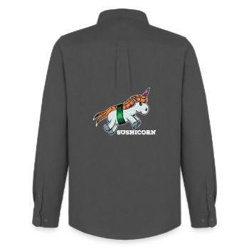 Sushi licorne japon nourriture japonaise préférée nourriture - Chemise Oxford homme Stanley/Stella - charbon - Dos - AI Model Male 185 dark (185cm)