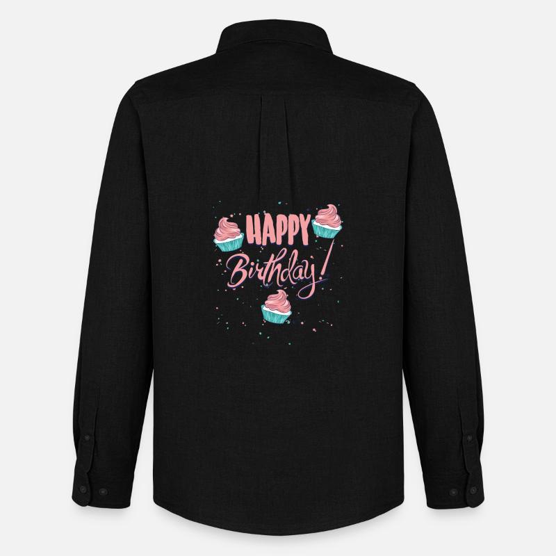 Happy Birthday mit Cupcakes - Männer Oxford Hemd von Stanley/Stella - Schwarz