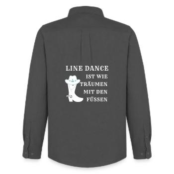 Line Dance ist wie Träumen mit den Füßen - Männer Oxford Hemd von Stanley/Stella - Anthrazit - Hinten - AI Model Male 185 dark (185cm)