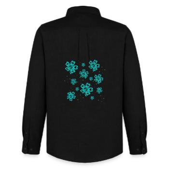 Blumenmuster türkis, blumendrucke mädchen - Männer Oxford Hemd von Stanley/Stella - Schwarz - Hinten - AI Model Male 185 dark (185cm)