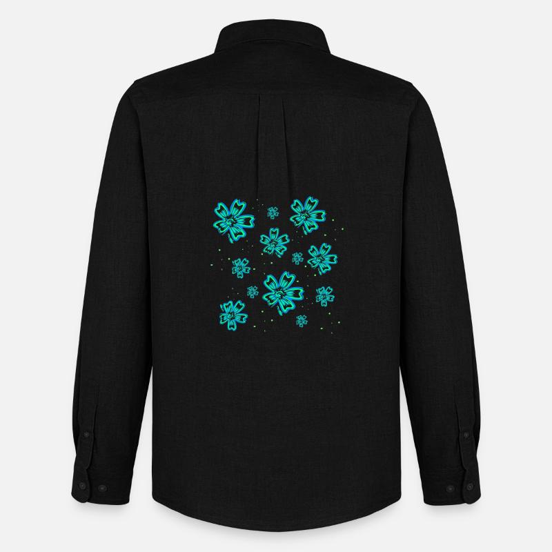 Blumenmuster türkis, blumendrucke mädchen - Männer Oxford Hemd von Stanley/Stella - Schwarz