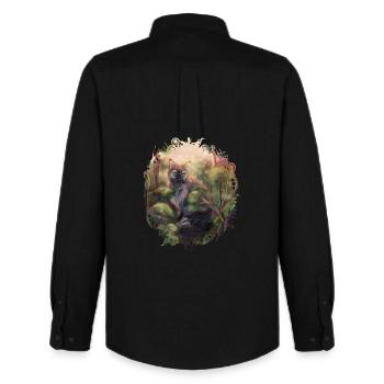 Chat sauvage dans la forêt - Chemise Oxford homme Stanley/Stella - noir - Dos - AI Model Male 185 dark (185cm)