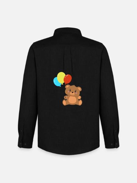 Teddybär mit Luftballons - Männer Oxford Hemd von Stanley/Stella - Schwarz